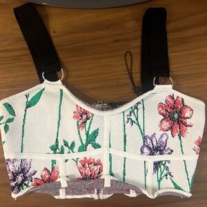 BCBGMAXAZRIA Floral Bustier Crop Top